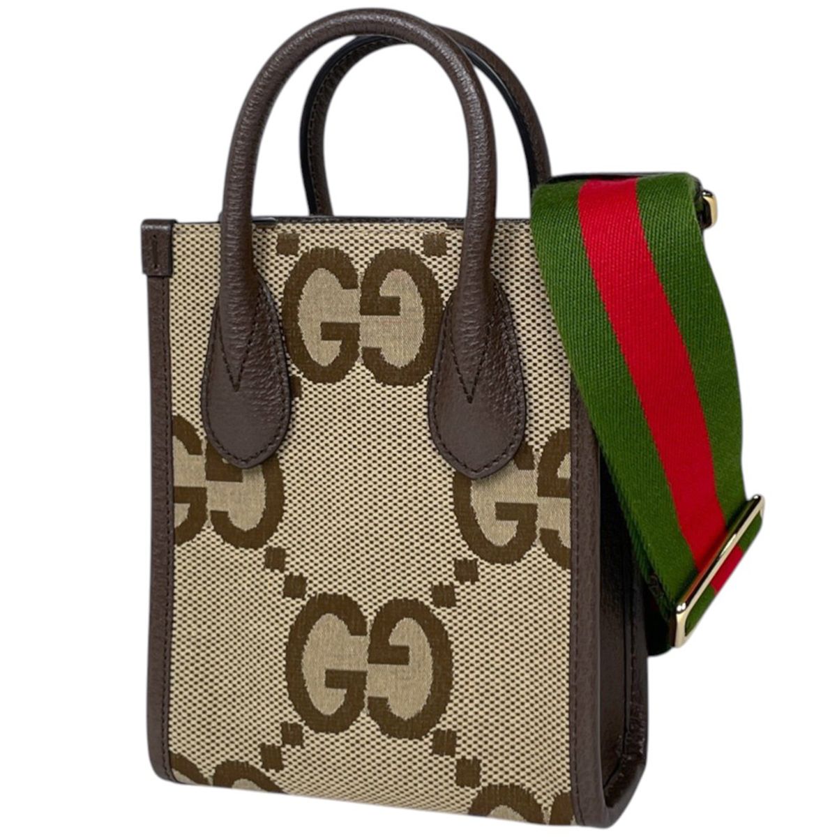 グッチ GUCCI トートバッグ ジャンボGG ミニ 2WAY GGキャンバス ブラウン 699406 レディース 【中古】