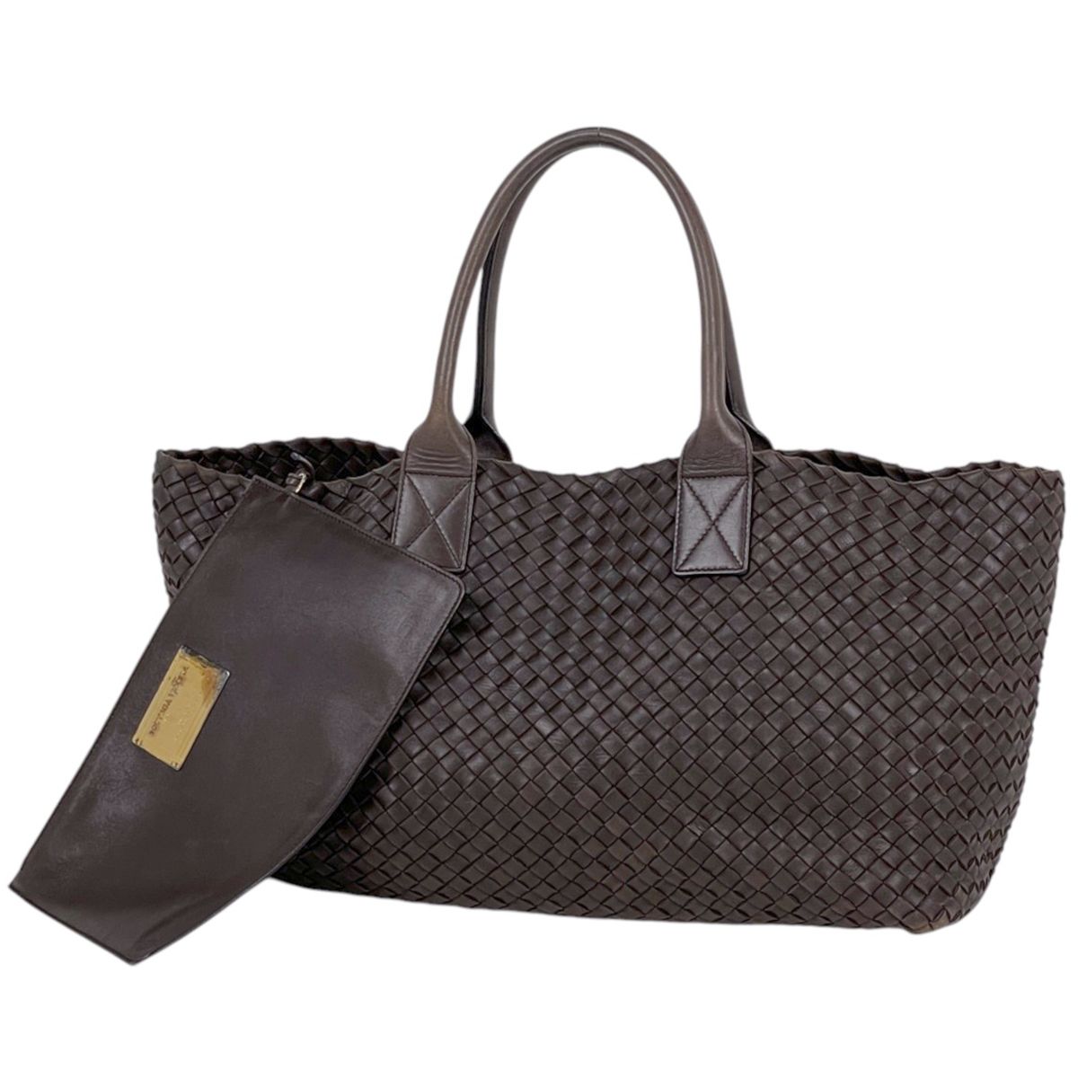 ボッテガヴェネタ BOTTEGAVENETA トートバッグ イントレチャート カバMM レザー ブラウン 115664 レディース 【中古】 75,900円