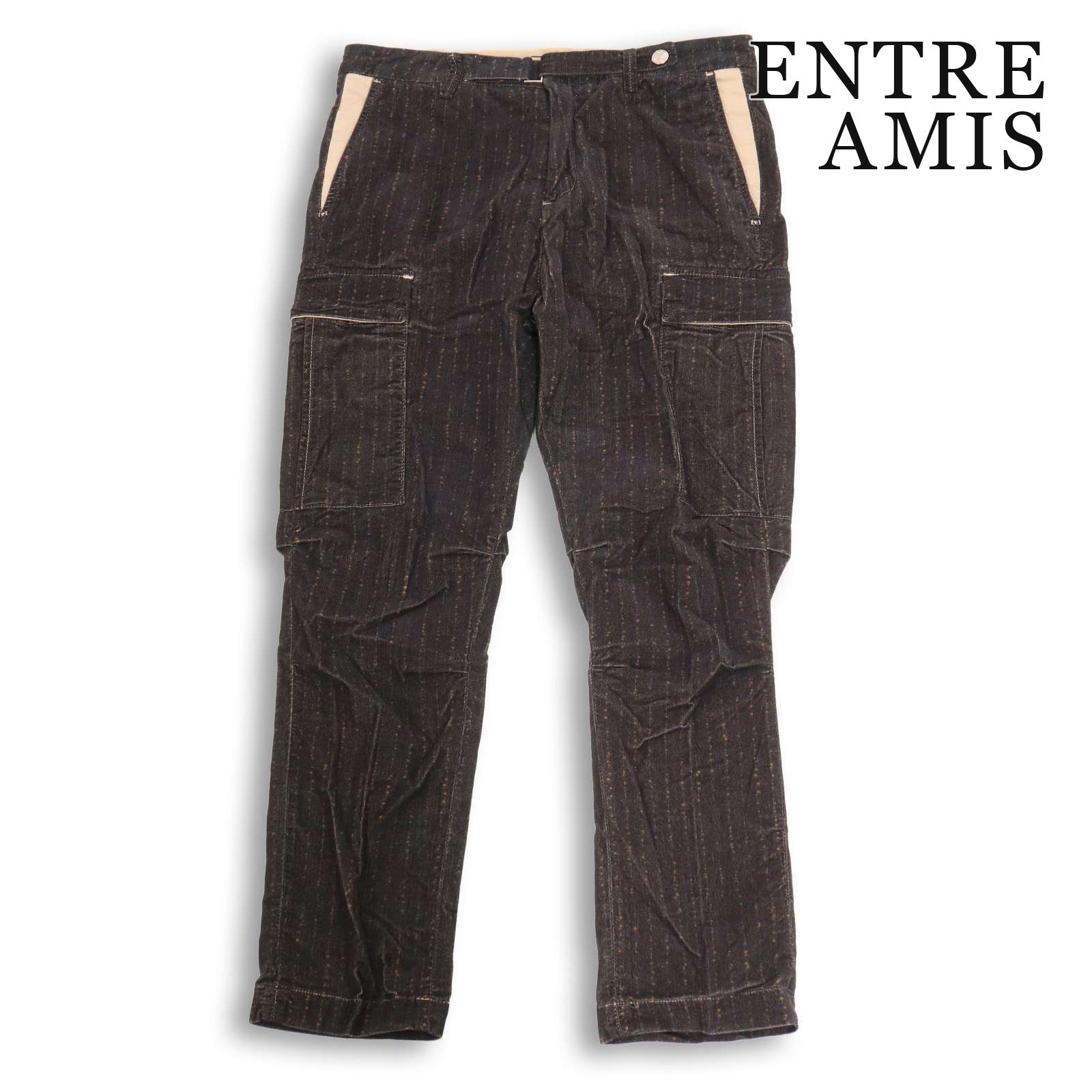 【新品 イタリア製】 ENTRE AMIS アントレアミ 秋冬 PETRA★ 起毛 ストレッチ ストライプ カーゴ パンツ Sz.31 メンズ