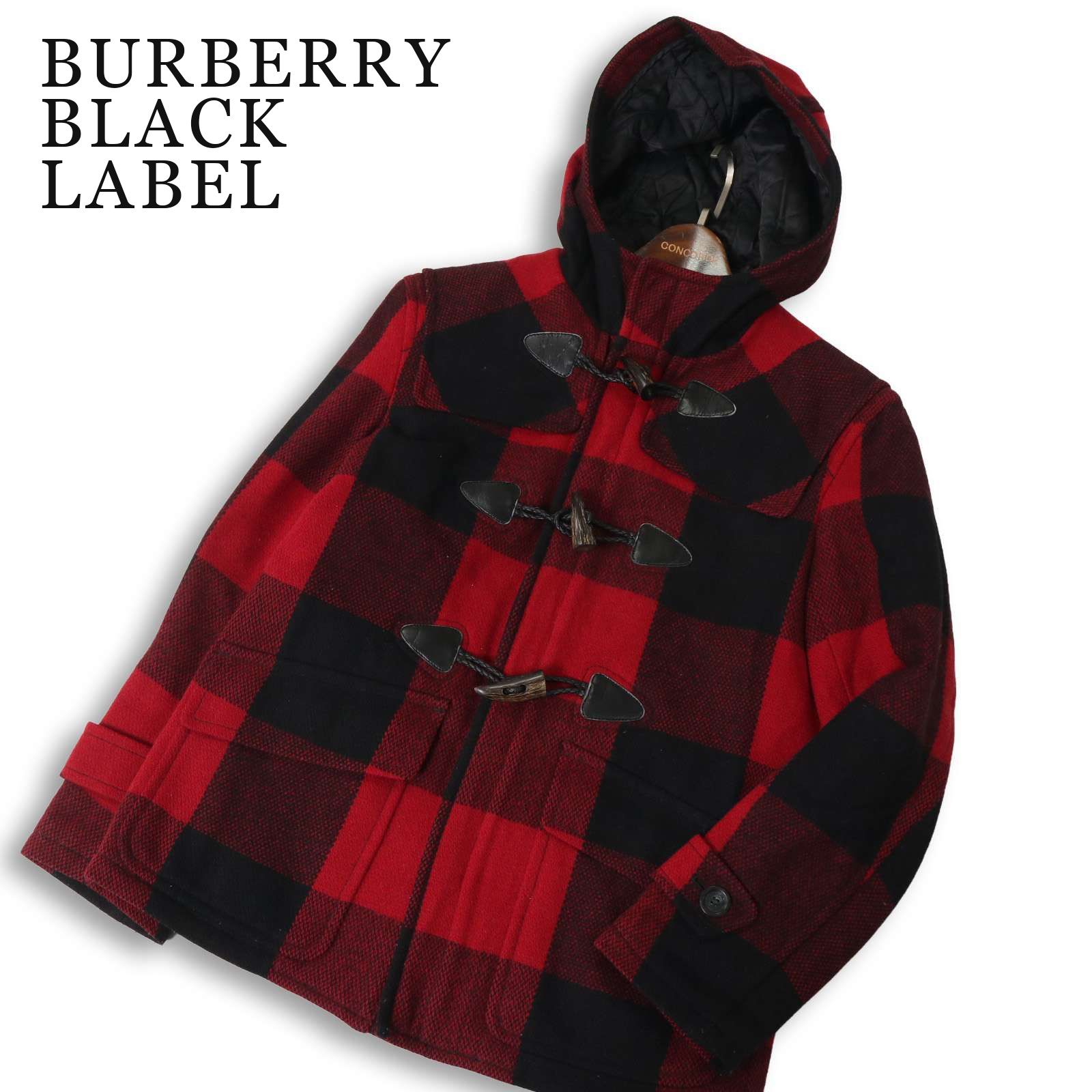 BURBERRY BLACK LABEL バーバリー ブラックレーベル 秋冬★ 中綿 バッファローチェック ウール ダッフルコート Sz.M メンズ