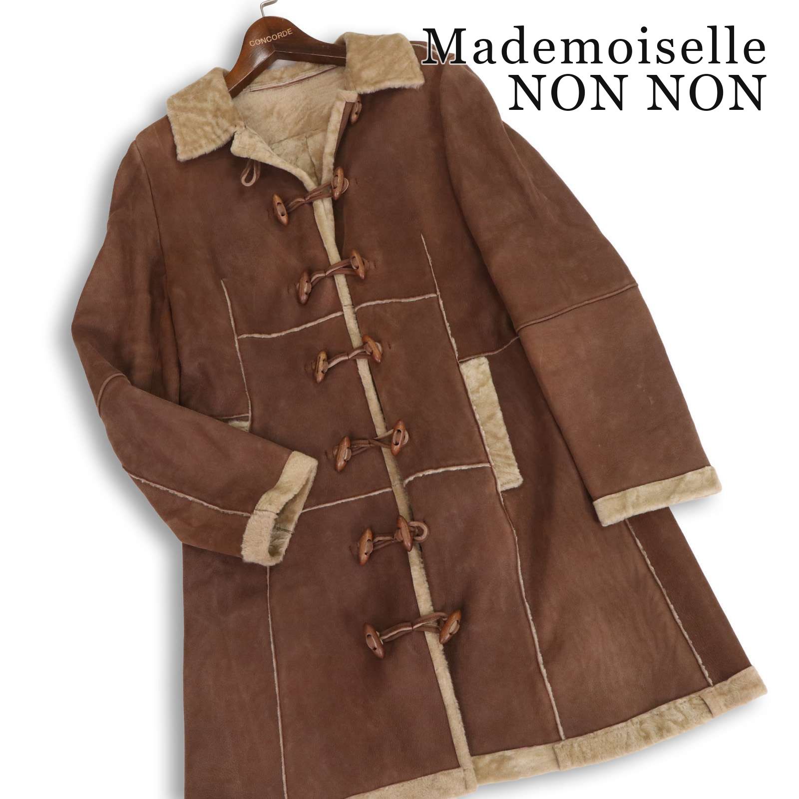 Mademoiselle NON NON マドモアゼルノンノン 秋冬 羊革♪ シープスキン リアル ムートン コート 日本製 Sz.F レディース