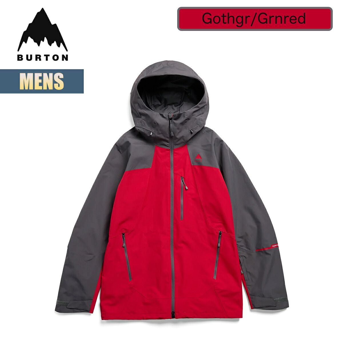バートン スノーボードウェア メンズ 26-27 Burton リザーブ 2レイヤー ジャケット Gotham Gray / Geranium Red Mens Reserve 2L Jacket スノーボードジャケット スノーウェア 正規品