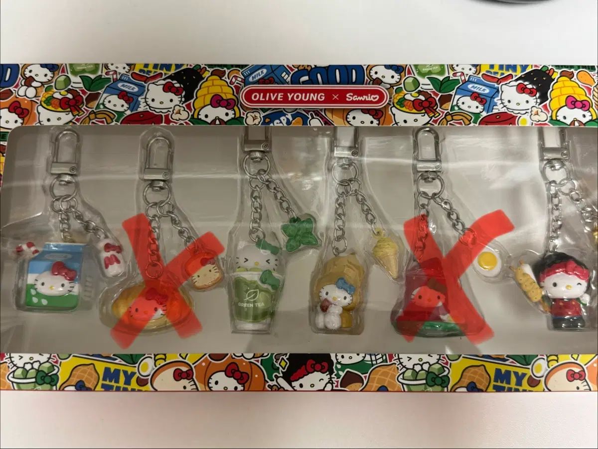 (まとめ売り) OLIVE YOUNG オリーブヤングXハローキティ キーホルダー お菓子 セット 一部