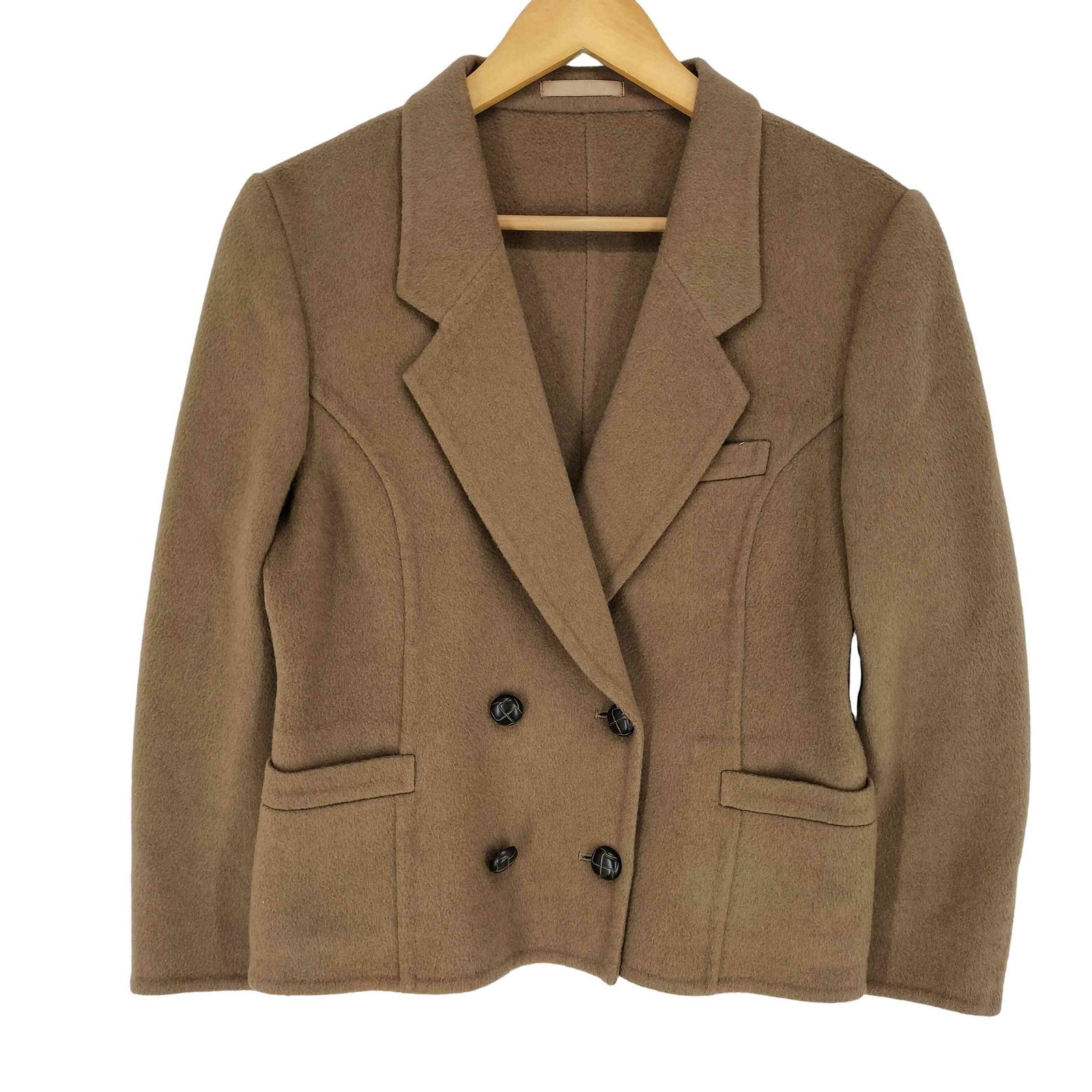 バーバリーズ BURBERRYS CASHMERE カシミヤ100％ ダブルテーラードジャケット 胡桃ボタン レディース JPN：9号