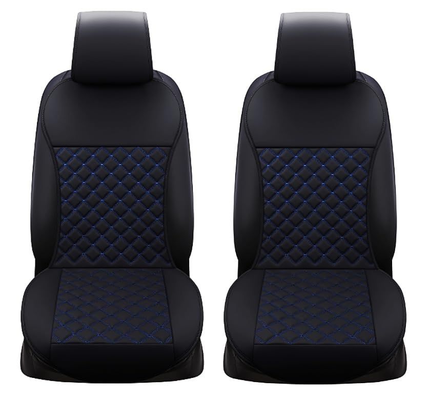 車 用 エプロン タイプ PU レザー シート カバー イージー クリーン マウンテッド カー シート クッション PU 革調 シートカバー カー 汎用品 (ブラック（ライン色 ブルー）2枚 set)★m 6,440円