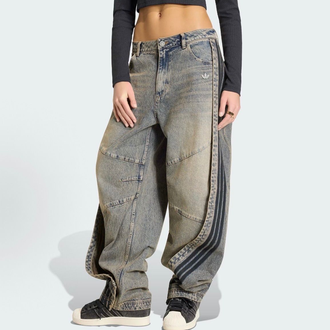 adidas Originals ADILENIUM 5.0 KY5189 バナナオーバーレイ デニムパンツ ワイドパンツ