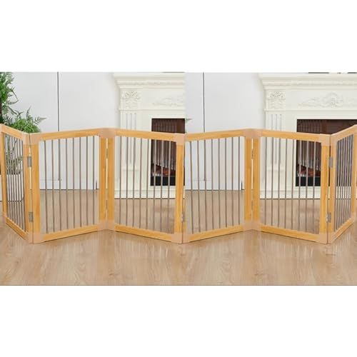犬ゲート ペットフェンス 木製 ペットゲート高さ70cm 4cm柵間隔 バリアゲート 折り畳み式 小型犬 収納便利 鉄製 赤ちゃん 脱走防止 侵入防止 ドアストッパー 取付け簡単 庭 室内 玄関 階段 室外 ハイタイプ コンパクト 取付幅6つのパネル 重さ…