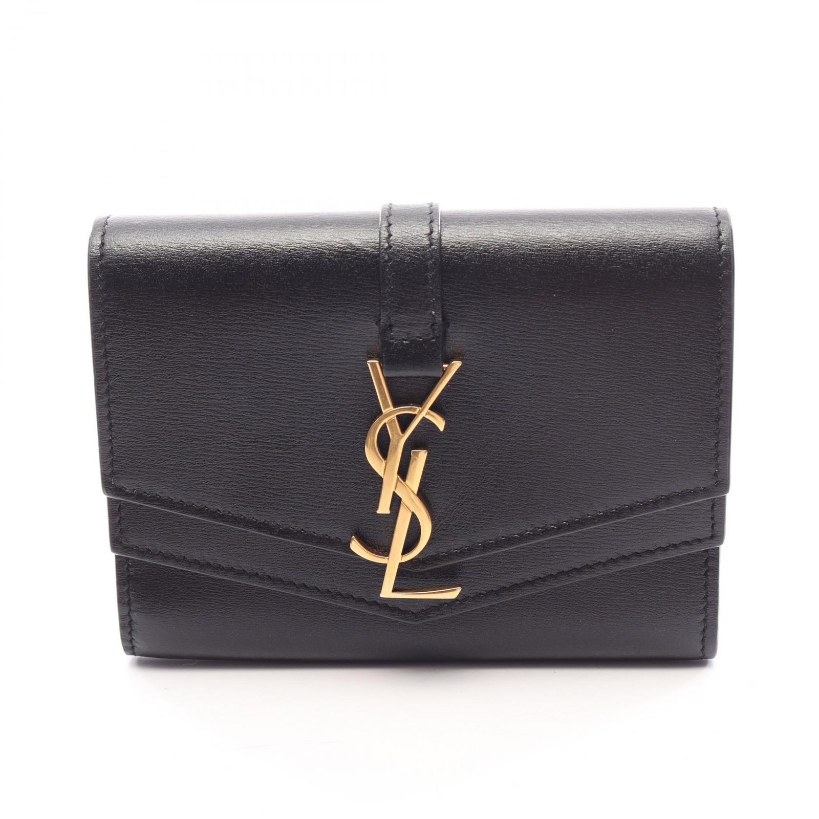 サンローランパリ SAINT LAURENT PARIS カードケース コインケース 553563 ブラック レザー カードケース レディース Used A