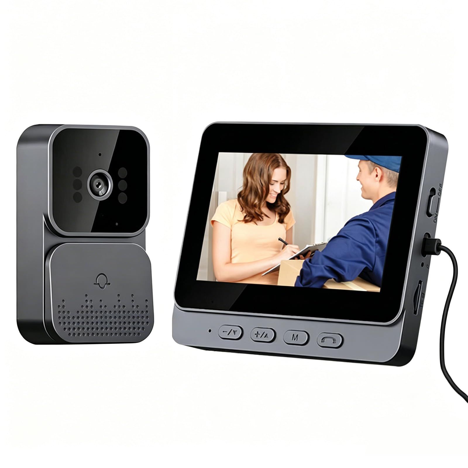 インターホン カメラ付き テレビドアホン 工事不要 WiFi不要 簡単取り付け ワイヤレス 4.3インチモニター 録画機能付き 双方向通話 音量調節 USB充電式 呼び鈴セット 玄関 チャイム 防犯対策 留守対応 ナイトビジョン機能付き インターホン ワイ… 6,645円