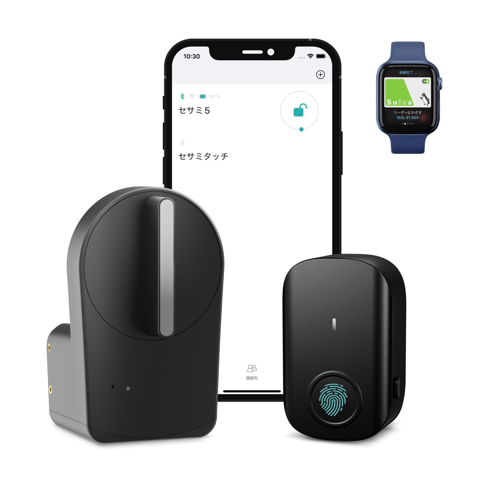 キャンディハウス(Candy House) セサミ5+セサミタッチ2 スマートロック ブラック 後付け型 指紋認証パッド ICカードリーダー