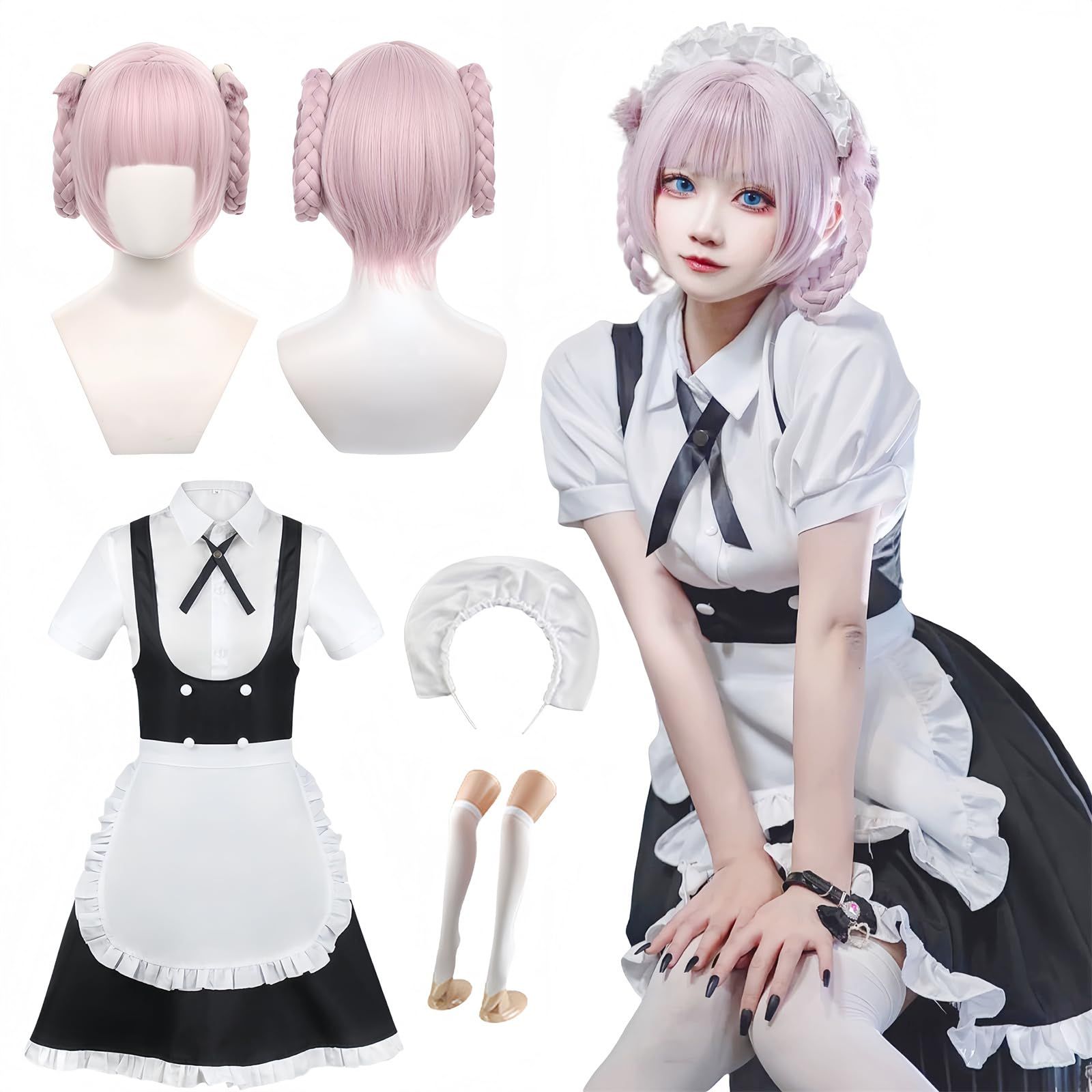 [NOKIJP] よふかしのうた コスプレ 七草ナズナ コスプレ衣装 ななくさ なずな コスプレ よふかし コスプレ衣装 アニメ コスチューム 吸血鬼 cosplay (七草ナズナ メイド服, M) 6,348円