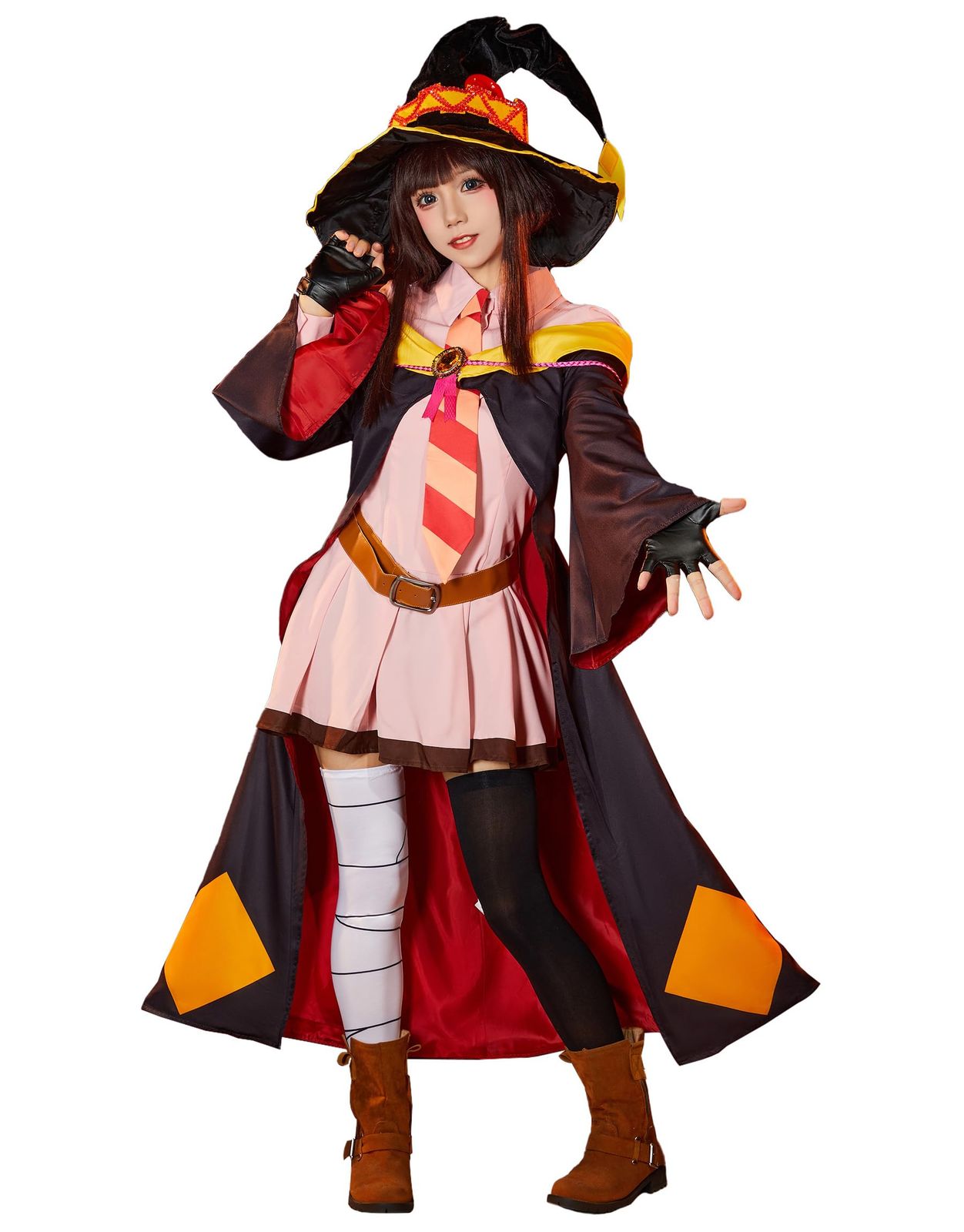 [Miccostumes] レディース 大人 魔法 魔族 少女 アニメ ゲーム コスチューム コスプレ コス 制服 かわいい 萌え キュート 衣装セット 仮装 変身 変装 黒いとんがり帽子付き (L)