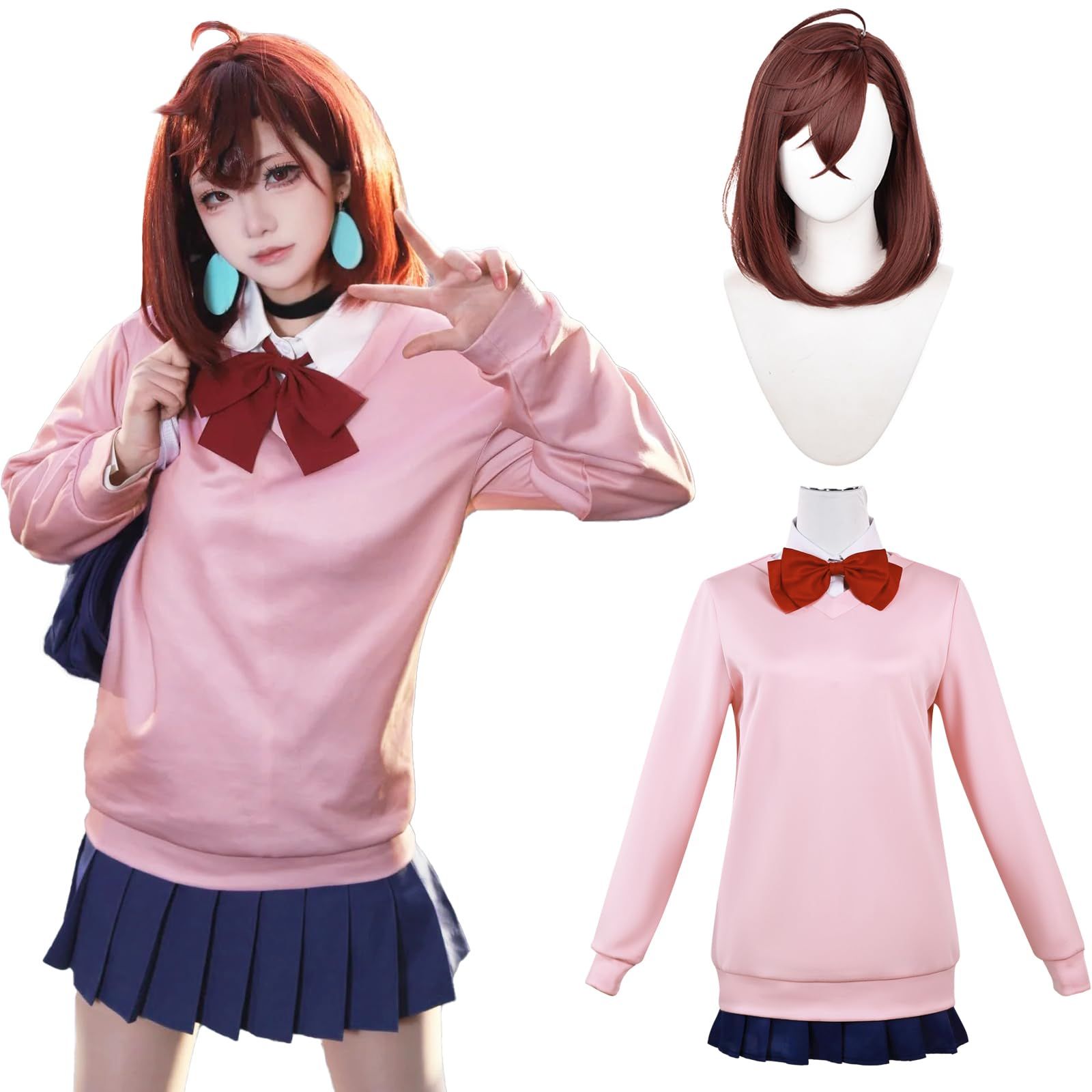 [CR ROLECOS] 綾瀬桃 コスプレ ウィッグ付き アニメ コスプレ衣装 DAN DA DAN Cosplay もも フルセット 大人用 制服セット 撮影会 仮装 イベント （3XL）