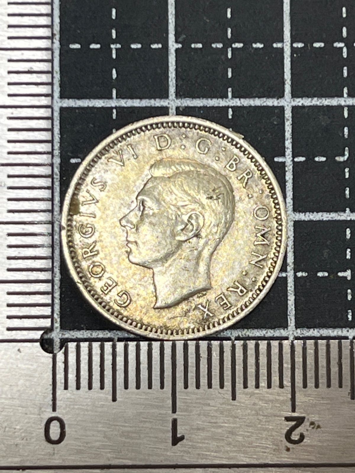 銀貨】1942年 イギリス 6ペンス銀貨 ジョージ6世 第二次世界大戦期 銀