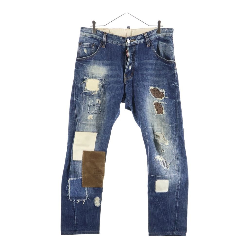 DSQUARED2 (ディースクエアード) 12AW イタリア製 パッチワーク ボタンフライ デニム ストレートパンツ インディゴ S74LA0463 S30321 13,039円