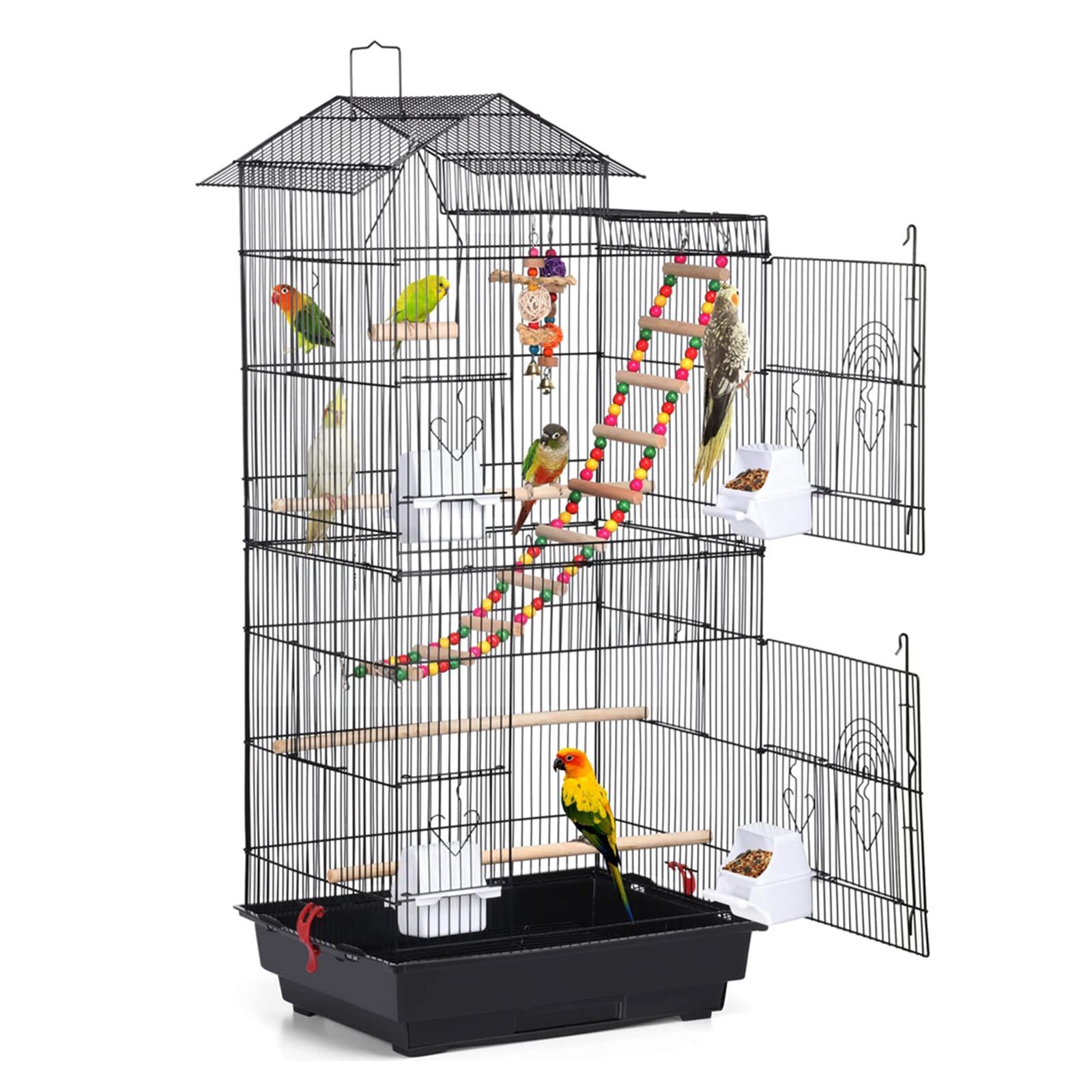Yaheetech 鳥かご 鳥ケージ 大型 豪華 大きい 鳥小屋 バードcage ブランコ付き フルハウス ペット用品 おもちゃ付き セキセイインコ インコ オウム オカメ コガネメキシコ コザクラ マメルリハ ウロコ アキクサ 99x35.5x46cm 6,478円
