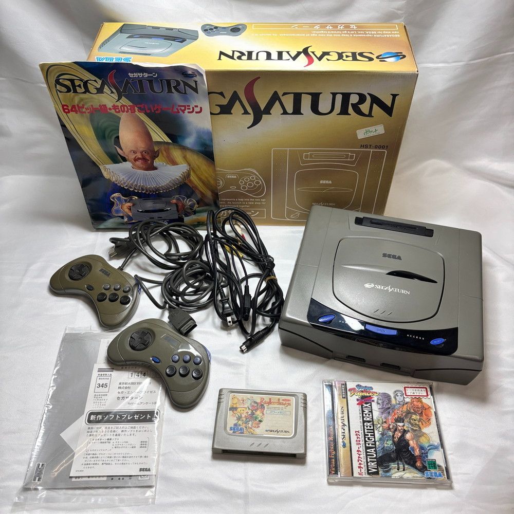1623◆ゲーム機 セガサターン HST-3210 パワーメモリ バーチャルファイターソフト付き 動作確認済 コントローラー ２個セット 20,164円