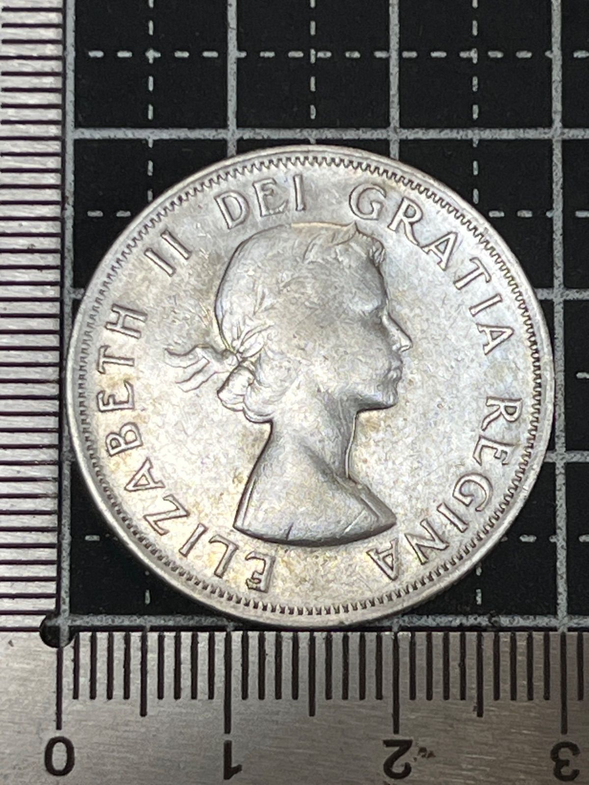 銀貨】1955年 カナダ 50セント エリザベス2世 ヤングヘッド 初期肖像