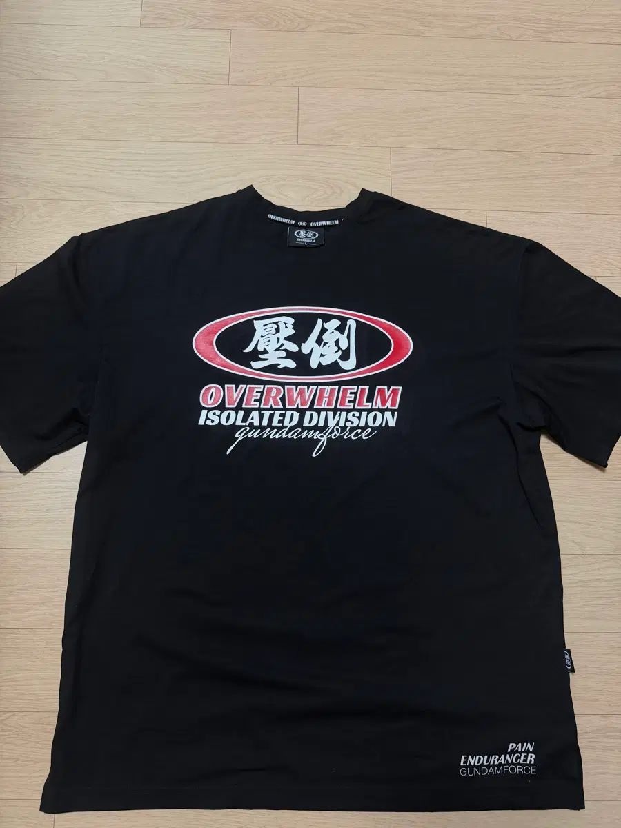 圧倒 overwhelm オール円型ロゴ 半袖 黒赤 L