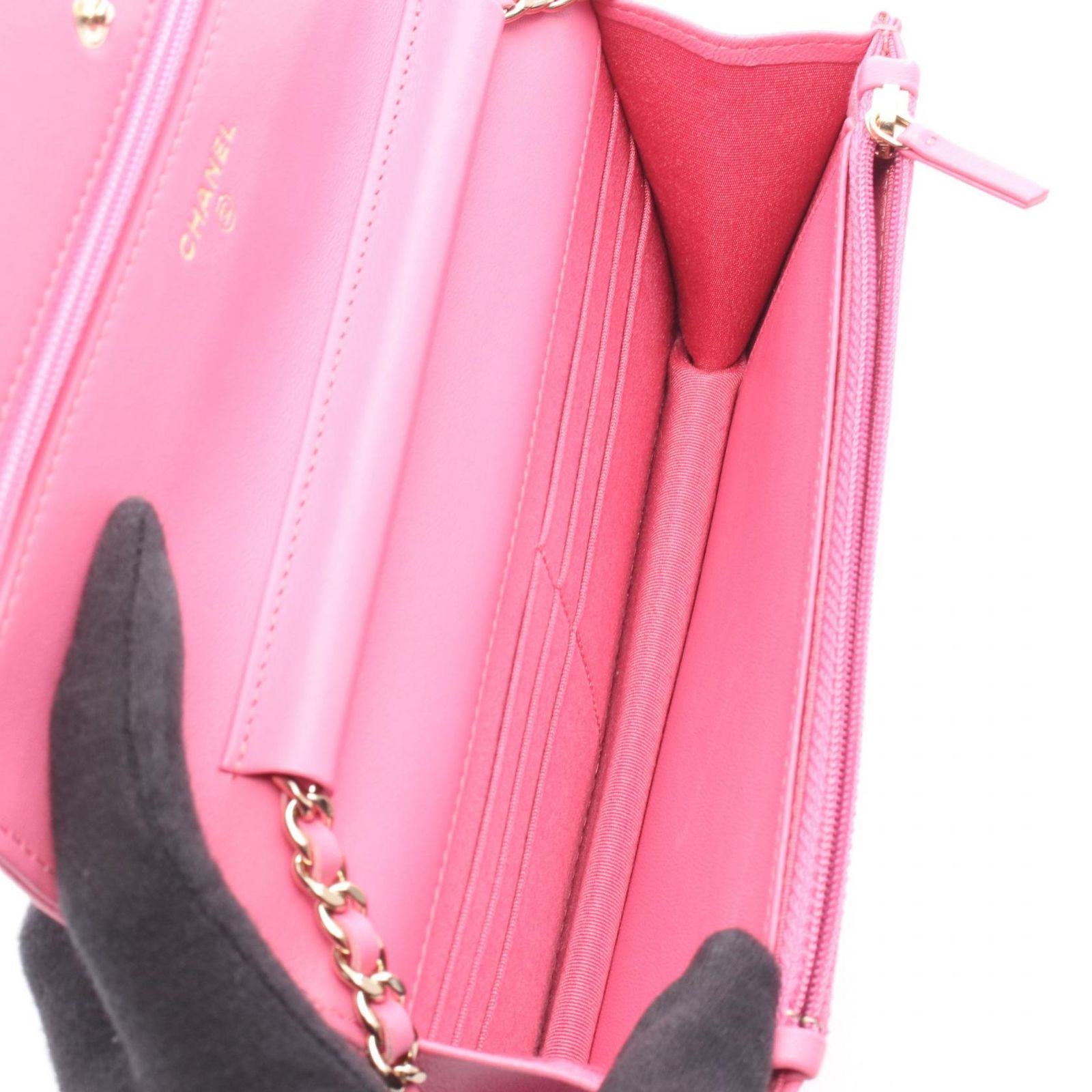 シャネル CHANEL ショルダーバッグ シェブロン Vステッチ ピンク 
