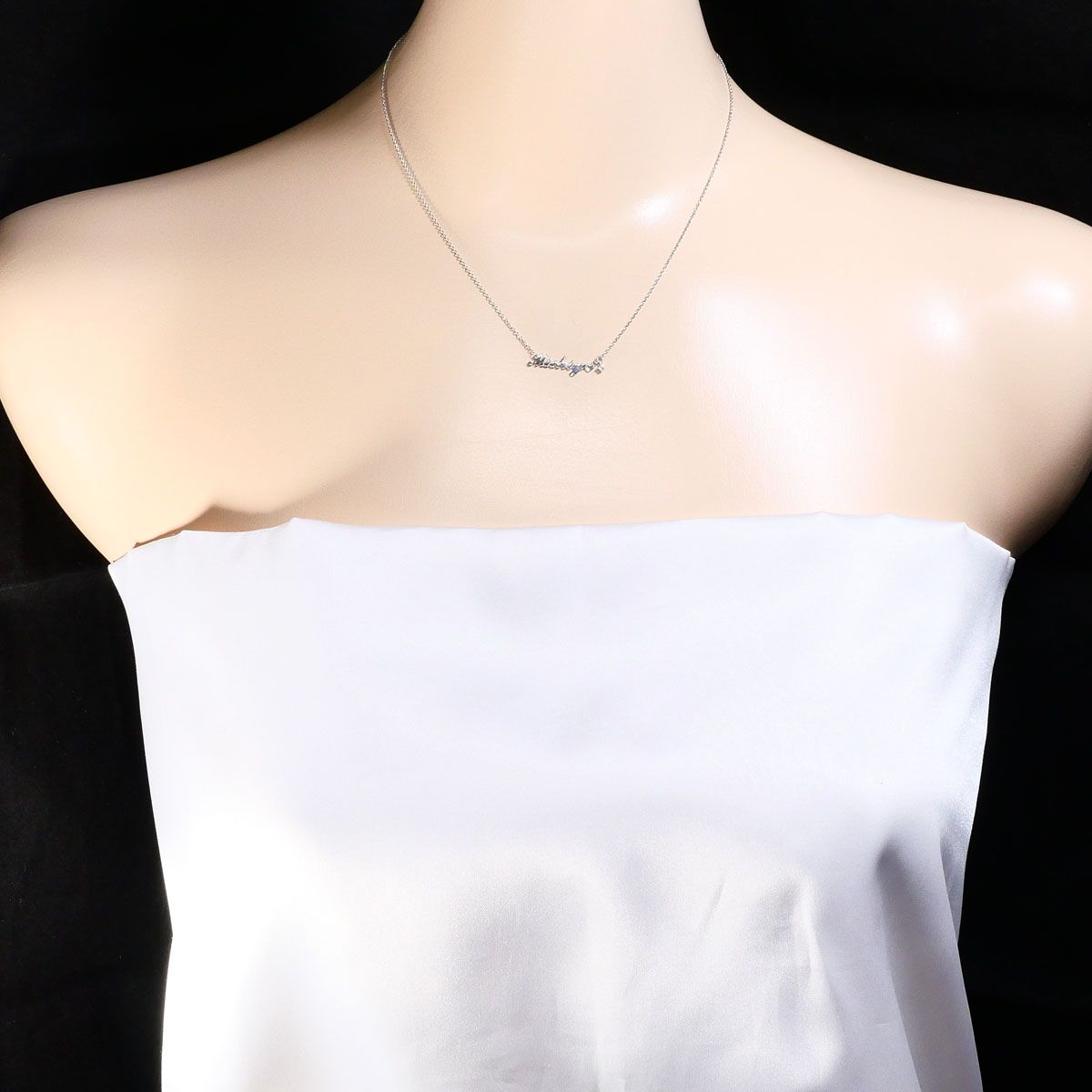 【美品】4℃ K10WG ネックレス ヨンドシー 4℃ K10WG ネックレス ダイヤモンド 総重量約1.2g 約40cm