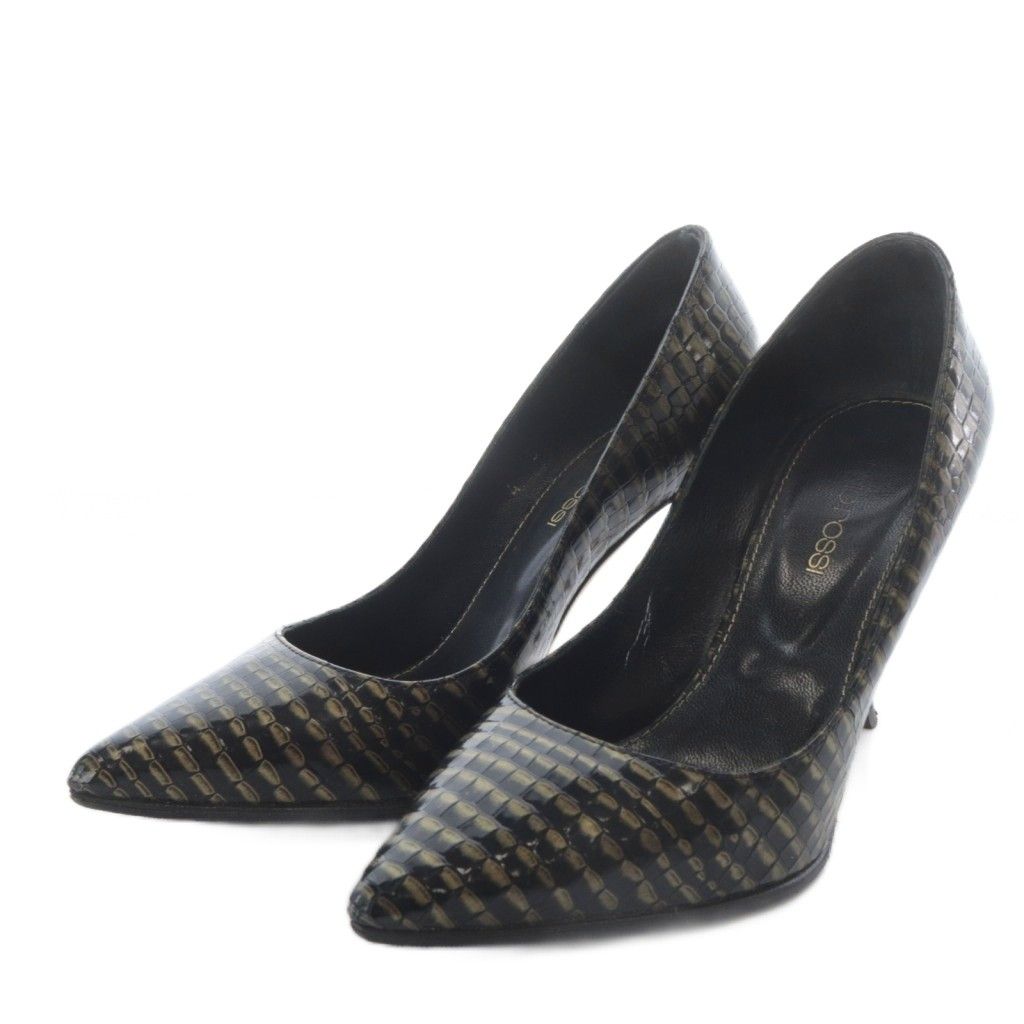Sergio Rossi Sergio Rossi Pumps Spin Heel Pointed Toe Leather 34 Black Gold Color/YO15
