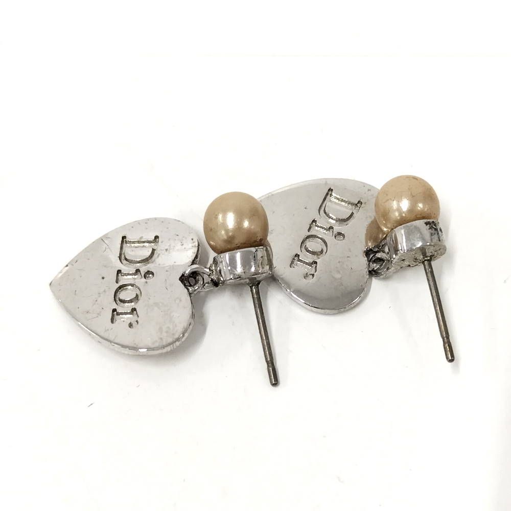 Christian Dior ピアス ハートモチーフ フェイクパール シルバー