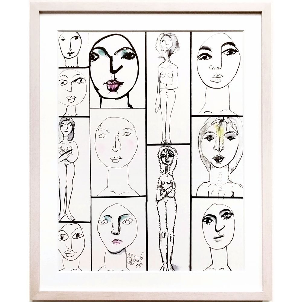 猪熊弦一郎　FACES　スケッチブック　1992年　顔　限定1000部　オフセット　版画　版上サイン　アート作品　額縁　真作
