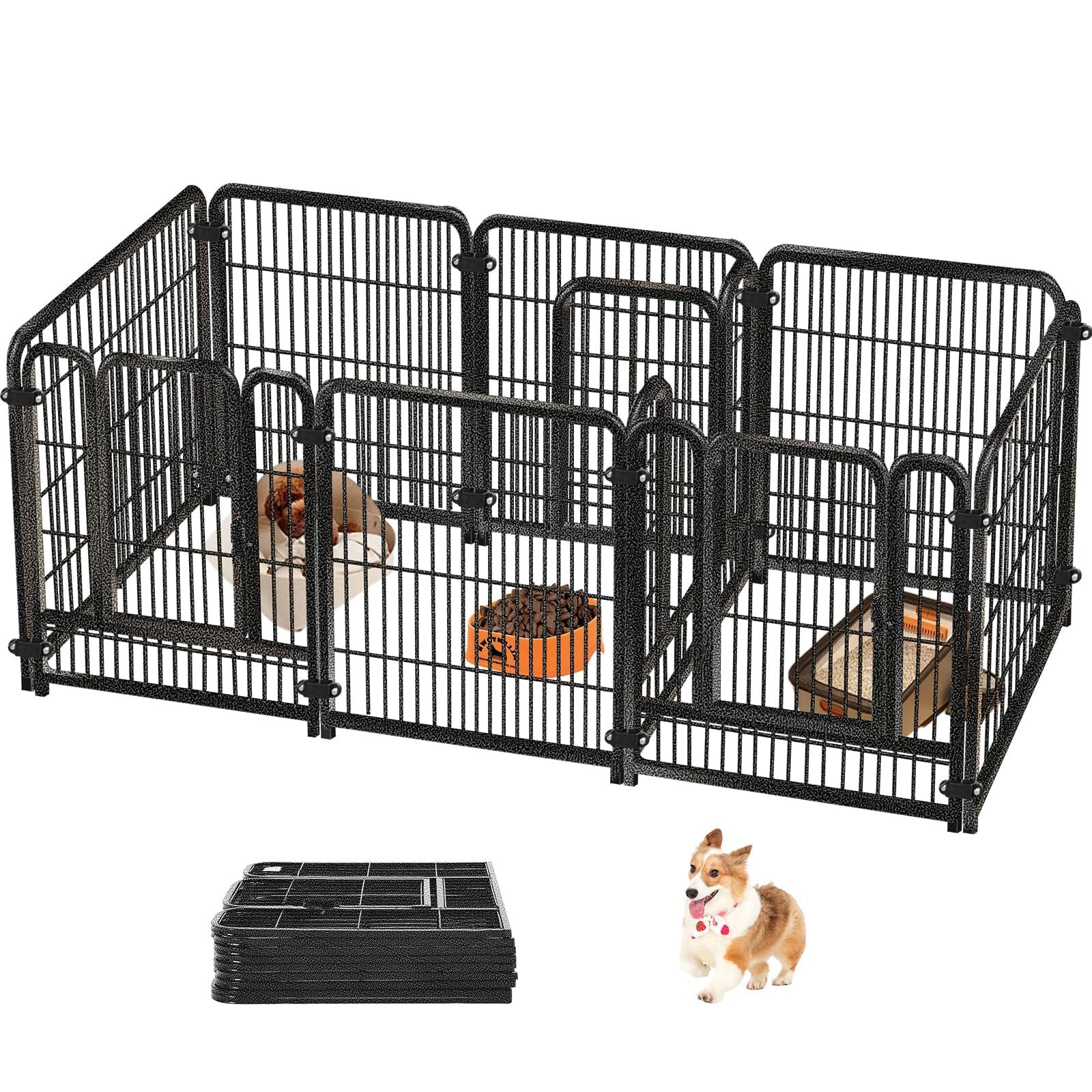 HEEOREV ペットサークル 210×70×80cm 犬 ゲージ ペットフェンス 犬 サークルケージドア付き 3つのドア 9枚 ? レイアウト自由 トイレトレーニング 脱走防止 自立 ケージ 犬用 小型犬 中型犬 大型犬 ペット用品 室内外兼用 簡単組み立て