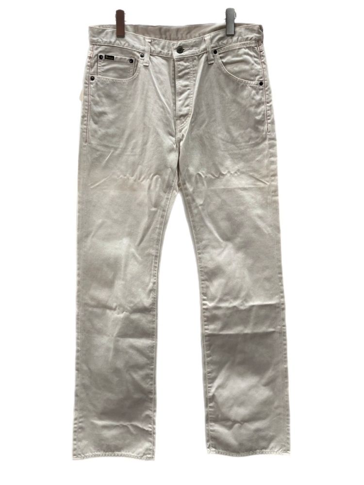 ステュディオダルチザン STUDIO D'ARTISAN White Denim Pants ホワイト デニム パンツ ボタンフライ 加工 ジーンズ オフホワイト 白 ロゴ D1380 デニム ホワイト サイズLL 104MB-684