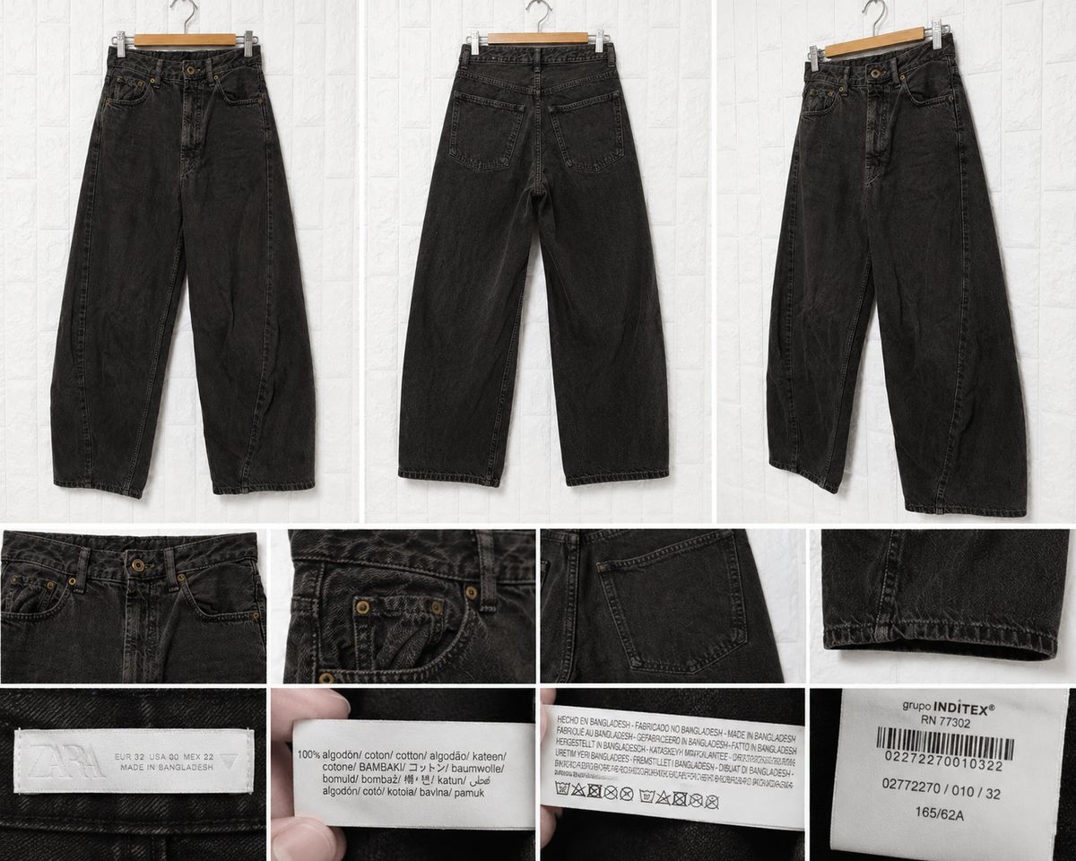 ZARA ワイド ザラ ブラウン ウォッシュ ワイド ストレート デニム 