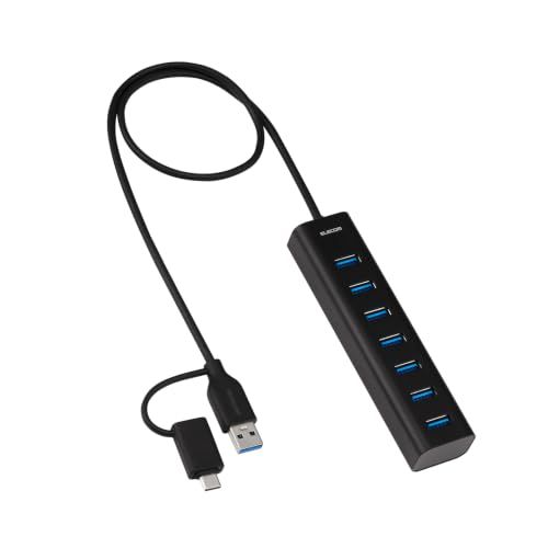 エレコム USBハブ USB-A接続 7ポート 5Gbps セルフパワー ケーブル50cm アルミ筐体 ブラック U3HC-T070SEBK★ cd93d81a