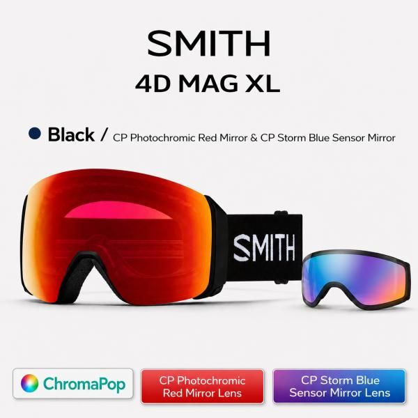 25-26 SMITH スミス アジアンフィット 【 4D MAG XL BLACK 】CP PHOTOCHROMIC RED MIRROR スノーボード スキー ゴーグル スノボ GOGGLE 日本正規品