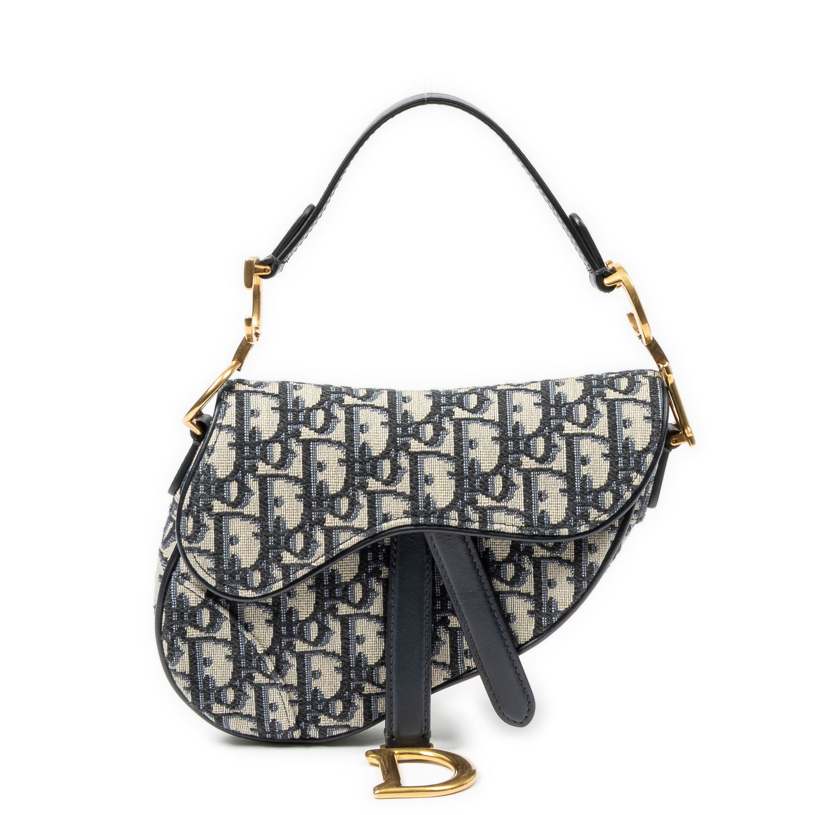 [中古] DIOR ディオールニューサドルバッグネイビー/ベージュオブリークジャカードキャンバスA