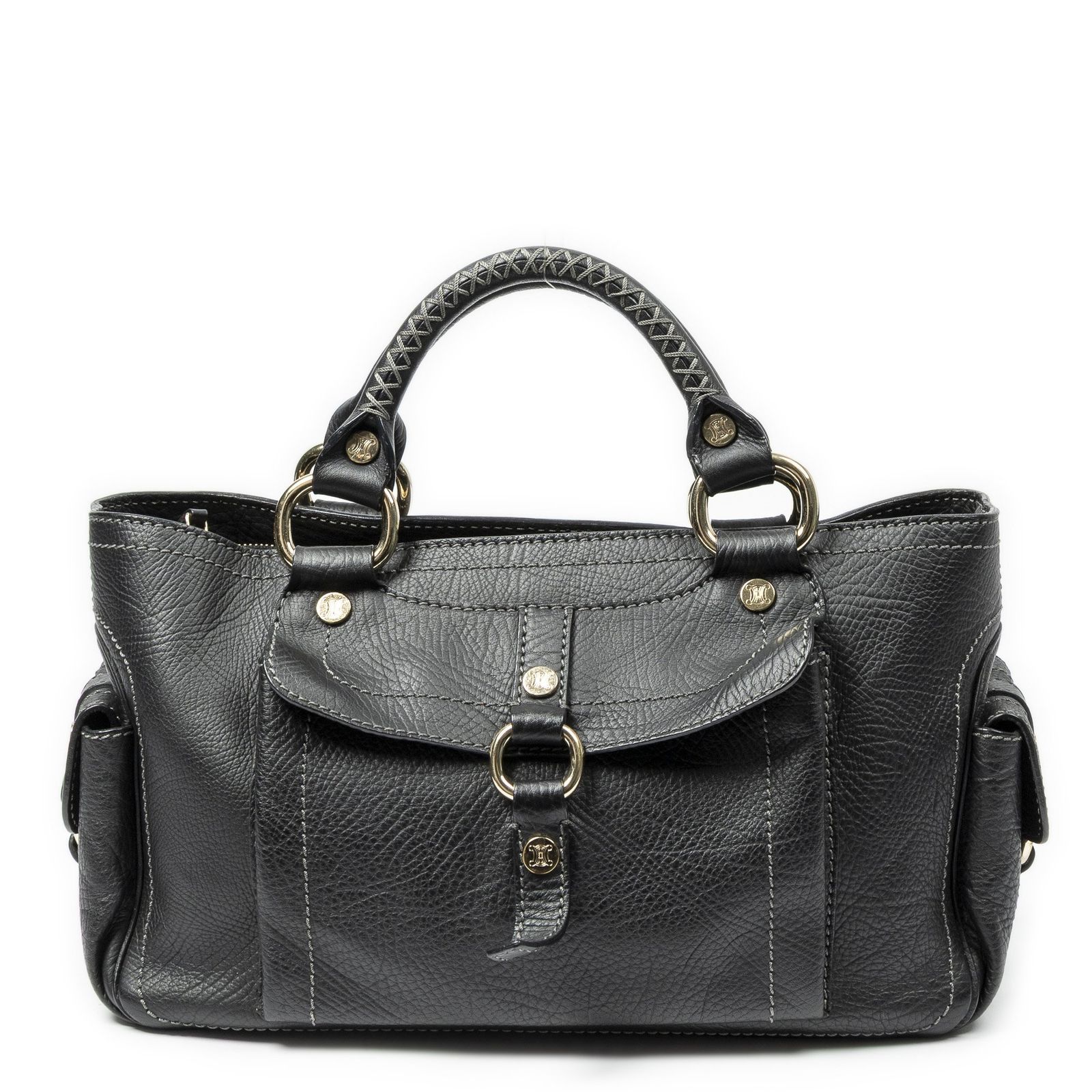 [中古] CELINE セリーヌブギー バッグ黒グレインカーフスキンレザーA