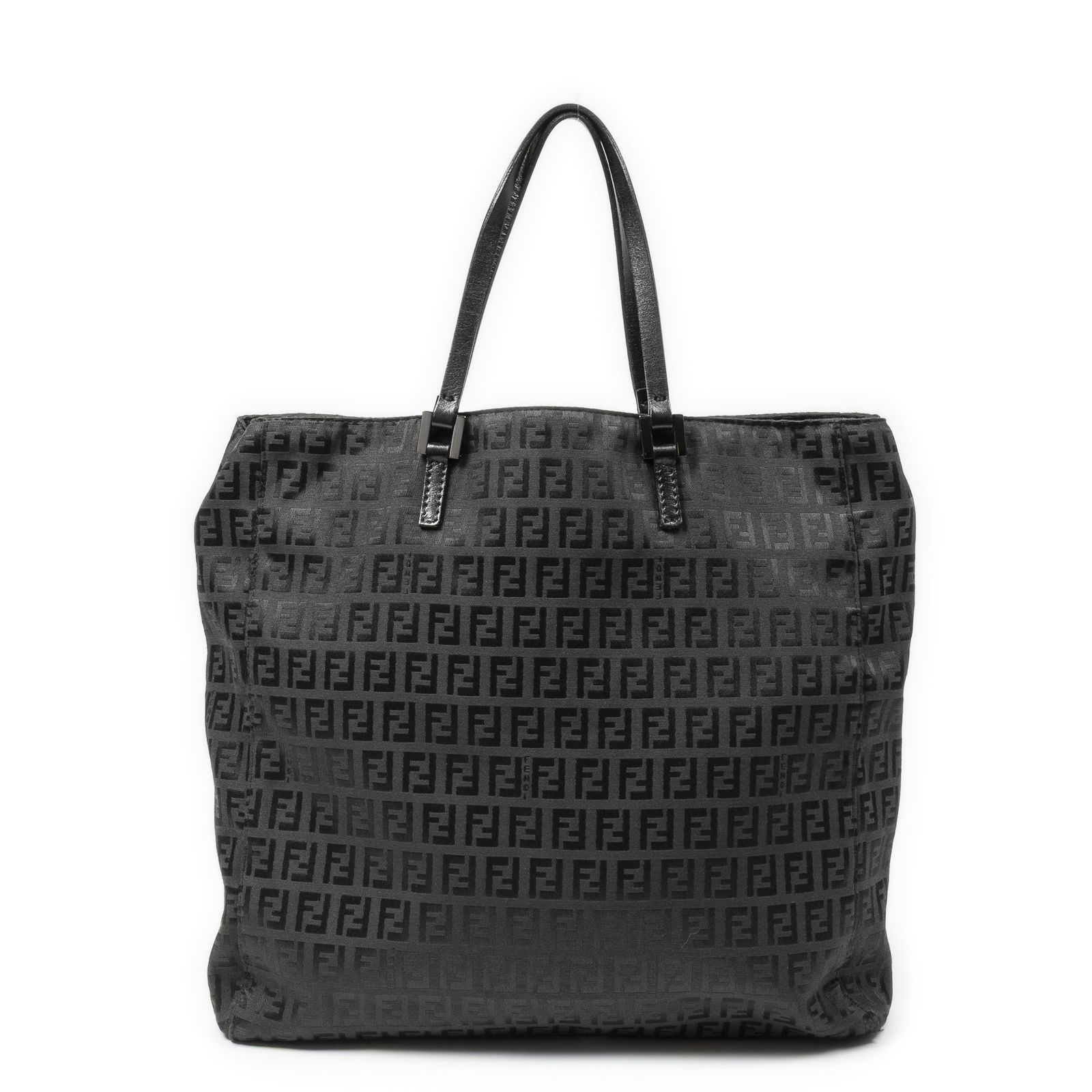 [中古] FENDI フェンディスクエアオープントート黒ズッキーノキャンバスA