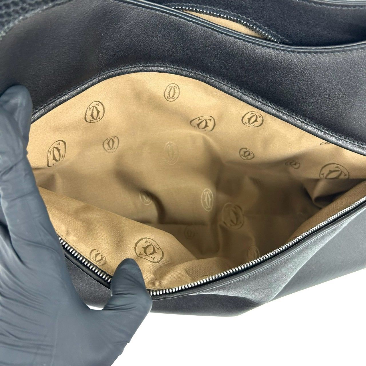 極 美品 CARTIER カルティエ マルチェロ パンチング ロゴ レザー 本革 