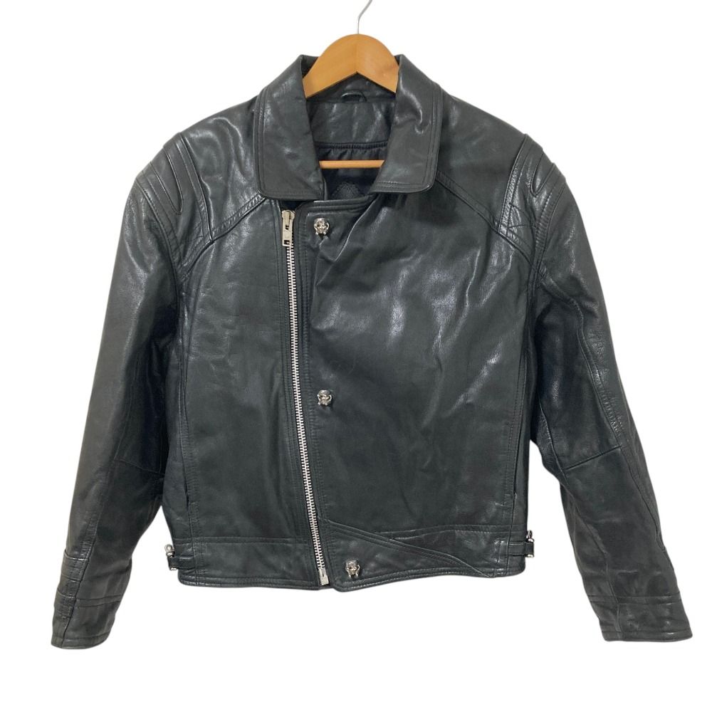 ka uomo カウォモ THERMOLITEライニング レザー ライダースジャケット サイズM ブラック メンズ 古着 中古 USED