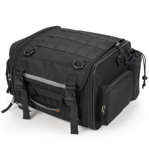 バイク シートバッグ 22L-30L 拡張可能 サイドオープン インナー防水 大容量 ツーリングバッグ レインカバー付き 小物ポーチ取付可能 日帰り?一泊ツーリング バイク リアバッグ送料無料 cc1584e1