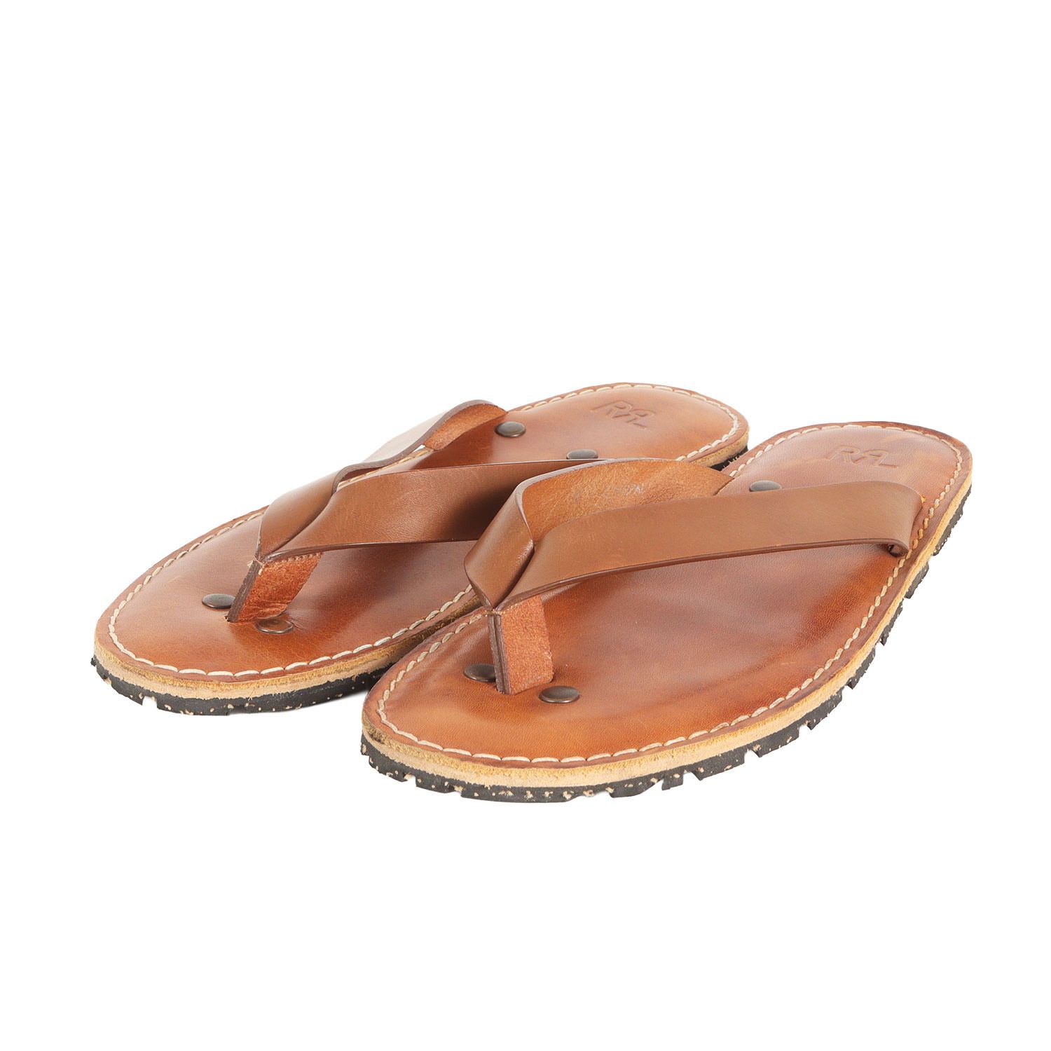 RRL Double RL US8 (26.0cm) Leather Beach Sandals MADE IN SPAIN Brown Ralph Lauren Brand Shoe Shoe [Men's] [Used]
