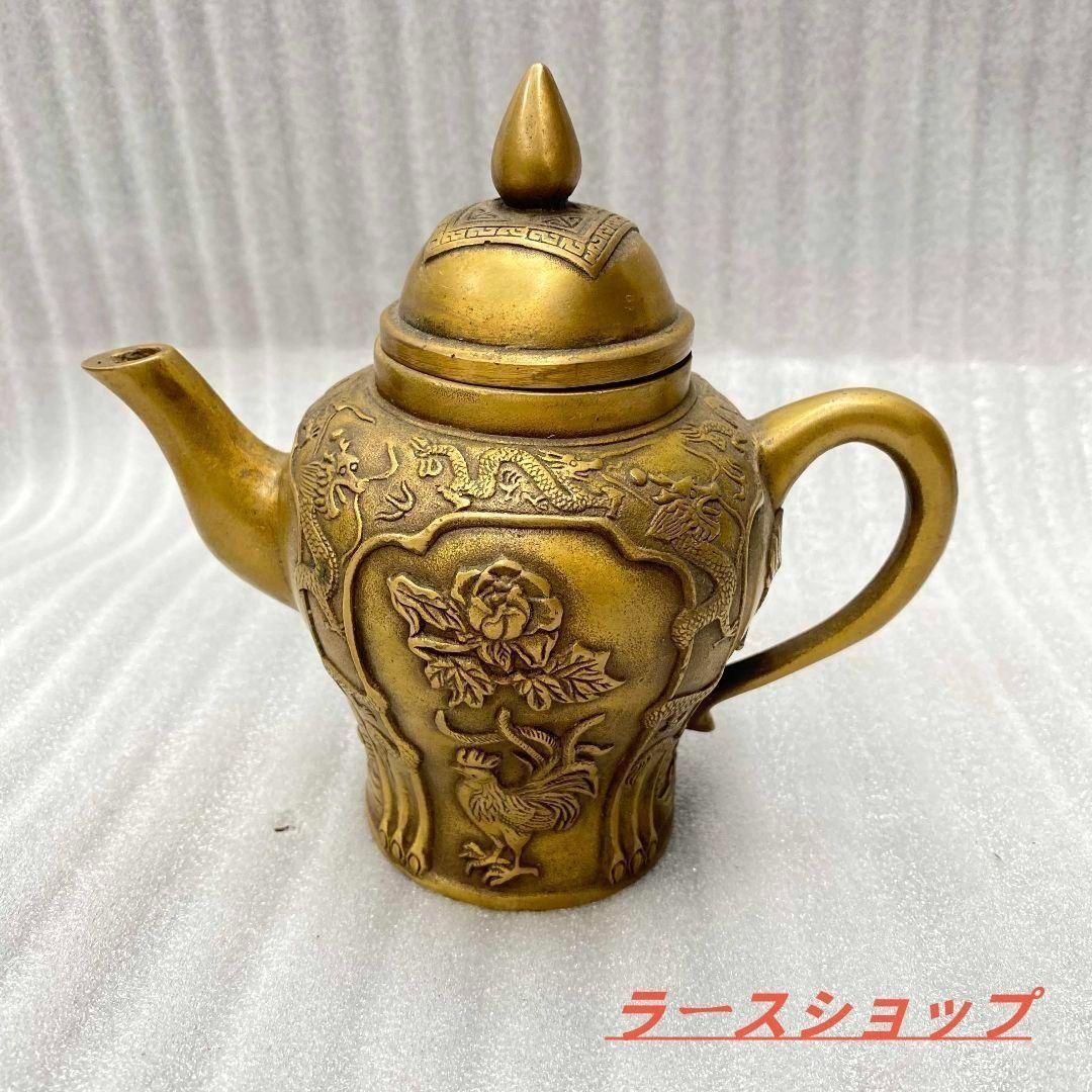 美品 銅器 花鳥酒壺 茶壺 茶道具 装飾品 工芸品 置物