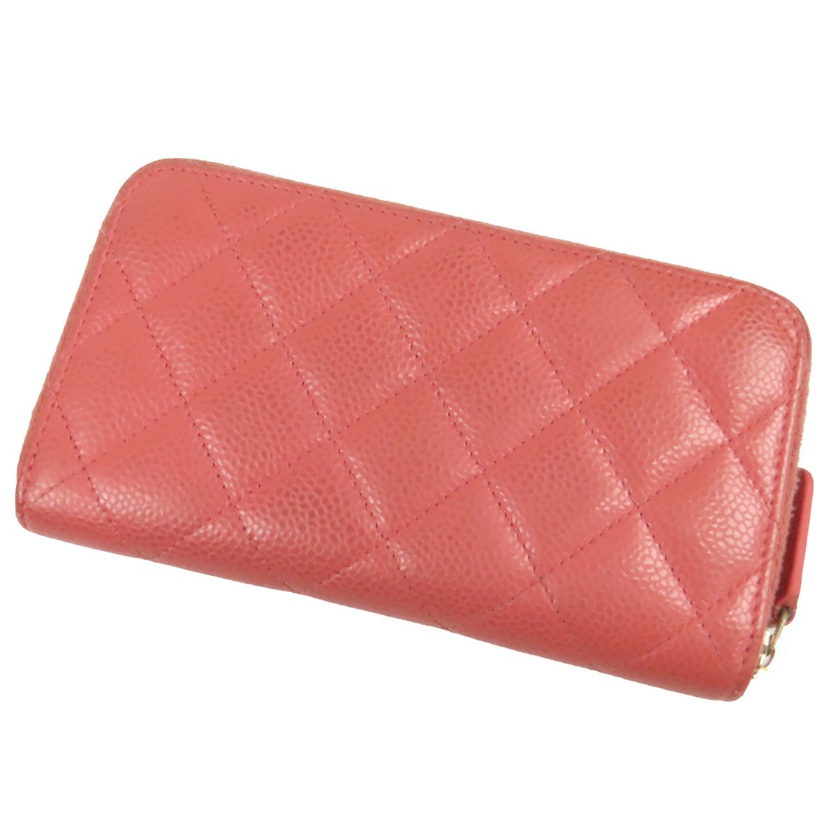 シャネル CHANEL 長財布 ピンク ゴールド金具 キャビアスキン