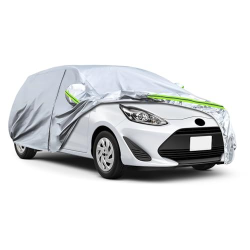 車カバー ボディカバー カーカバー 専用 裏起毛 防水性アップ 紫外線対策 熱遮断 防塵 雪/強風/黄砂対策 四季対応 防風ロープ/収納袋付き シルバー (シルバー, トヨタ アクア(2011?現行))AR 9eb71171