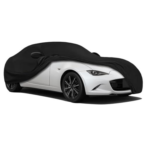車カバー スポーツカー対応 420～460cm ストレッチ素材 高伸縮 密着型 傷防止 防塵防風 柔らかい 保護カバー 防風フック付き 収納袋付き おしゃれ 室内用 車庫用 黒-SサイズAR c6f8c10d