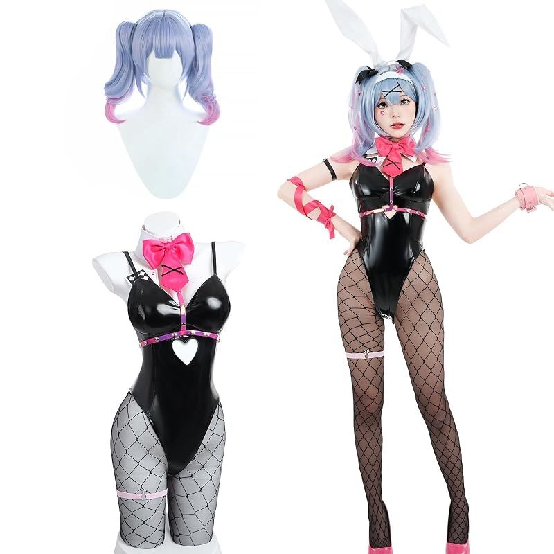 【新品】 [神併良品] ラビットホール コスプレ ウィッグ付き MIKU バニーガール コスプレ衣装 大人用 仮装 文化祭 イベント コスチューム ステージ服 Rabbit Hole cosplay (ラビットホール ウィッグ付き, L)
