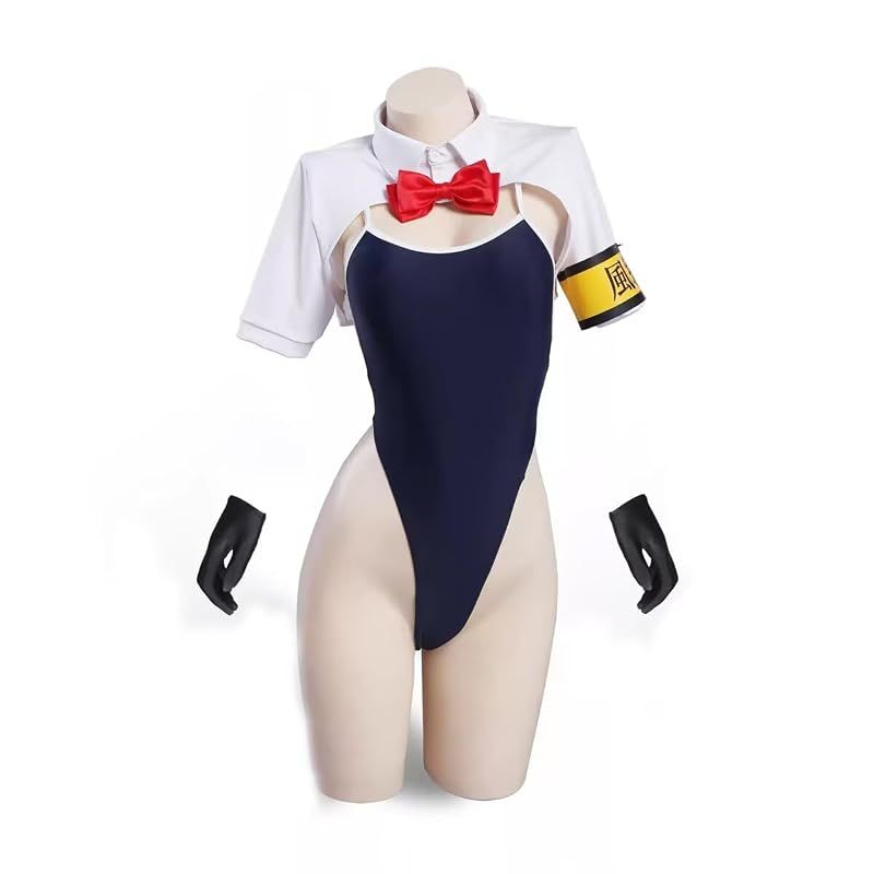 【新品】 [ププバンバン屋] 【姫洋服】 風紀委員 コスプレ衣装 マンガ風 ハイレグ スクール水着 パッド付き 水泳OK M