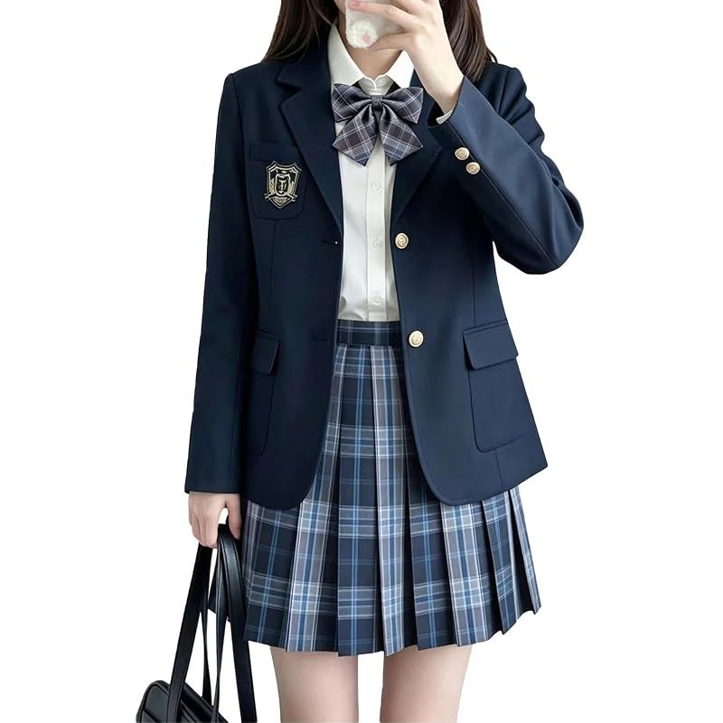 【新品】 [KALAOK] 制服セット スカート コスプレ 5点セット ハロウィン コスチューム シャツ 女子高生 パーティー衣装 遊園地 青 S