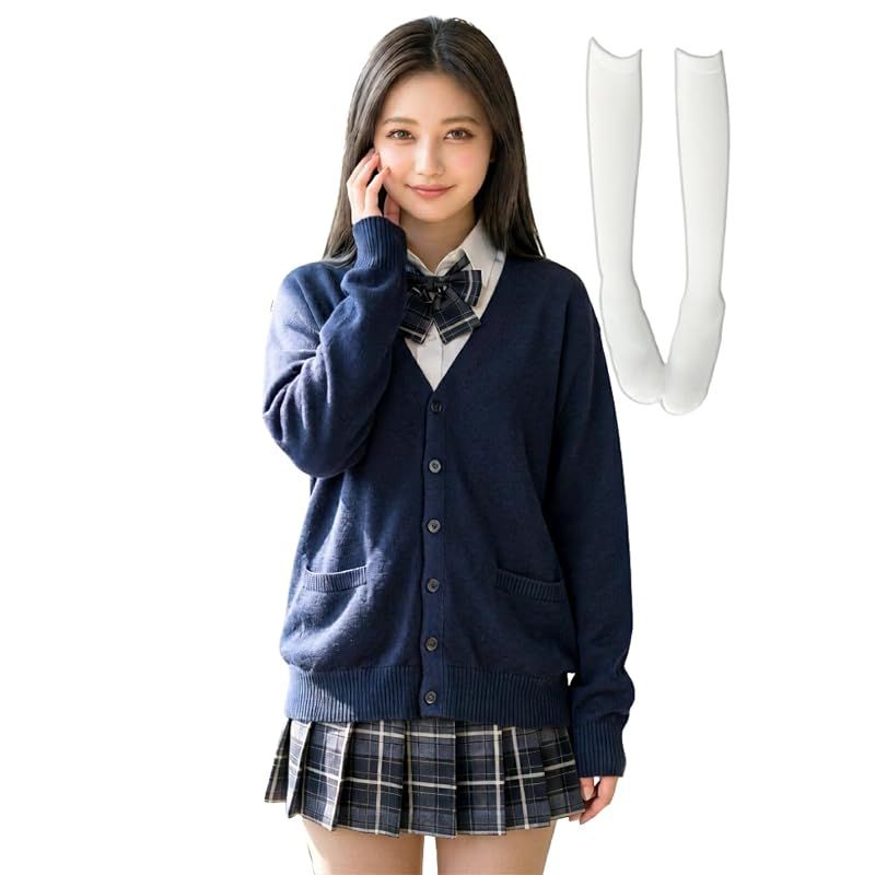 【新品】 [BeLoved] 女子高生 カーディガン 本格 制服 【フルセット/S～2XL】 JK 高校生 中学生 セーラー服 かわいい 可愛い 女性 用 学生 服 大人用 ギャル プレゼント 衣装 レディース 仮装 コスチューム ハロウィン 女装 人気 大き