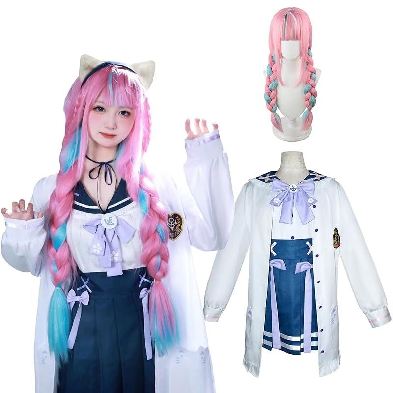 【新品】 [神併良品] 湊あくあ コスプレ ウィッグ付き Vtuber コスプレ衣装 大人用 仮装 文化祭 イベント セーラー衣装 コスチューム ステージ服 (湊あくあ ウィッグ付き, L) new 10,931円