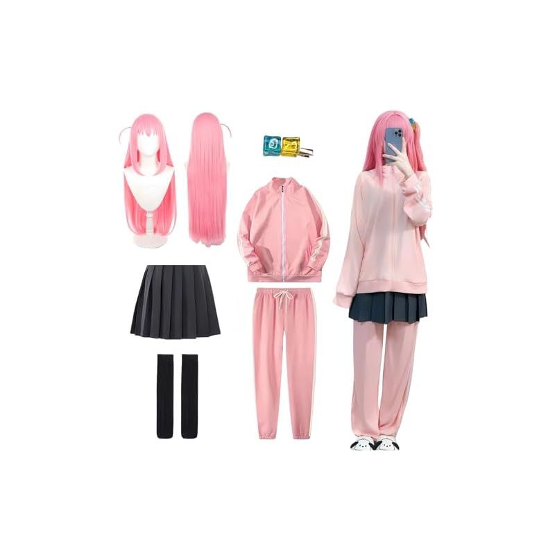 【新品】 [NOKIJP] 後藤ひとり コスプレ衣装 ぼっちざろっく コスプレ ぼっちちゃん スカート ごとう ひとり コスプレ衣装 大人用 仮装 文化祭 イベント コスチューム S （スカート+ズボンVer.，S）